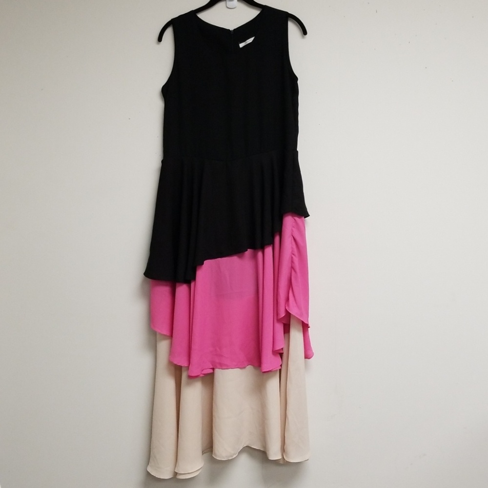 Answer Colorblock Ruffled A-line Dress